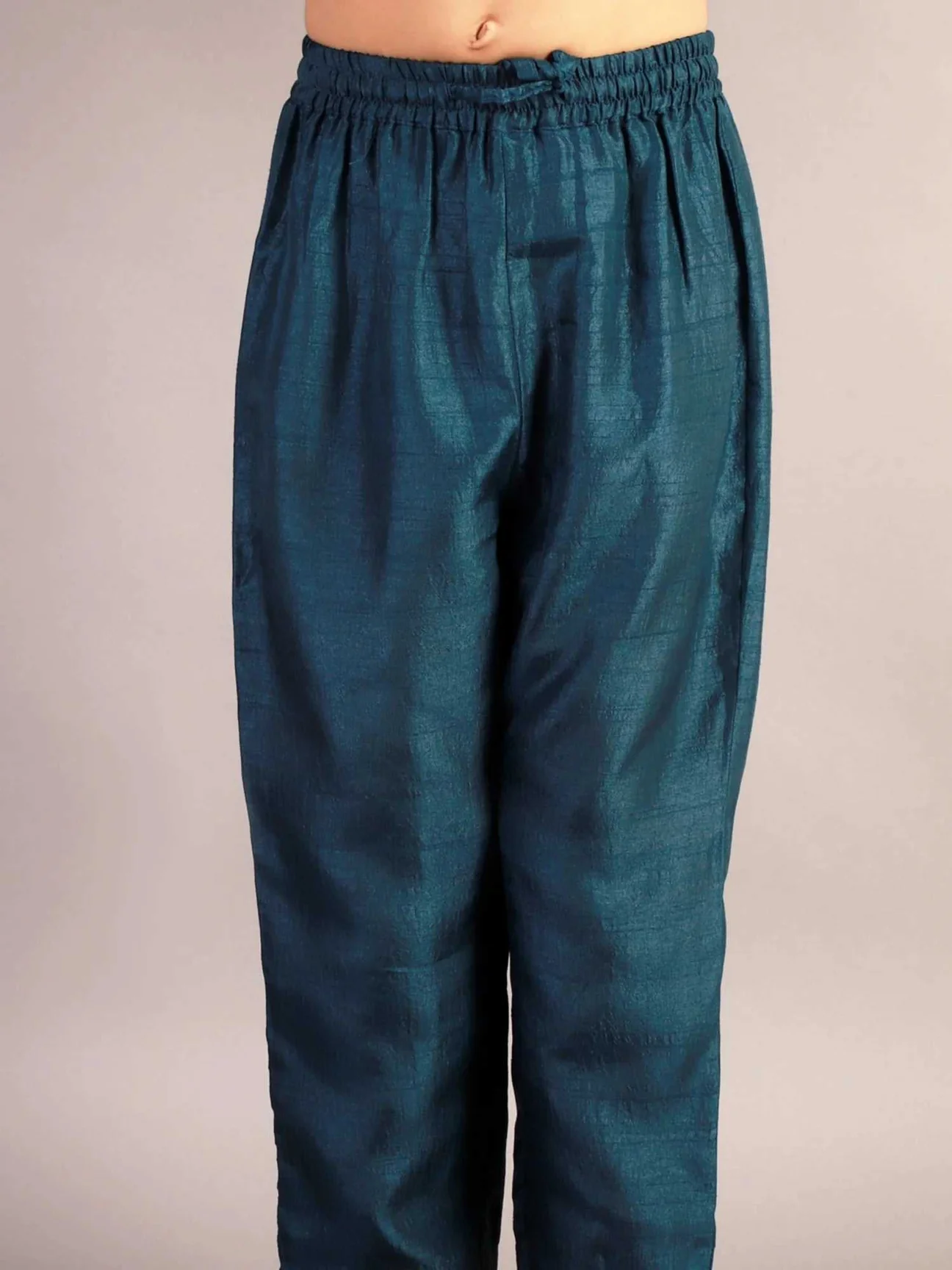 Boy - Blue Raw Silk Kurta Pyjama Jacket