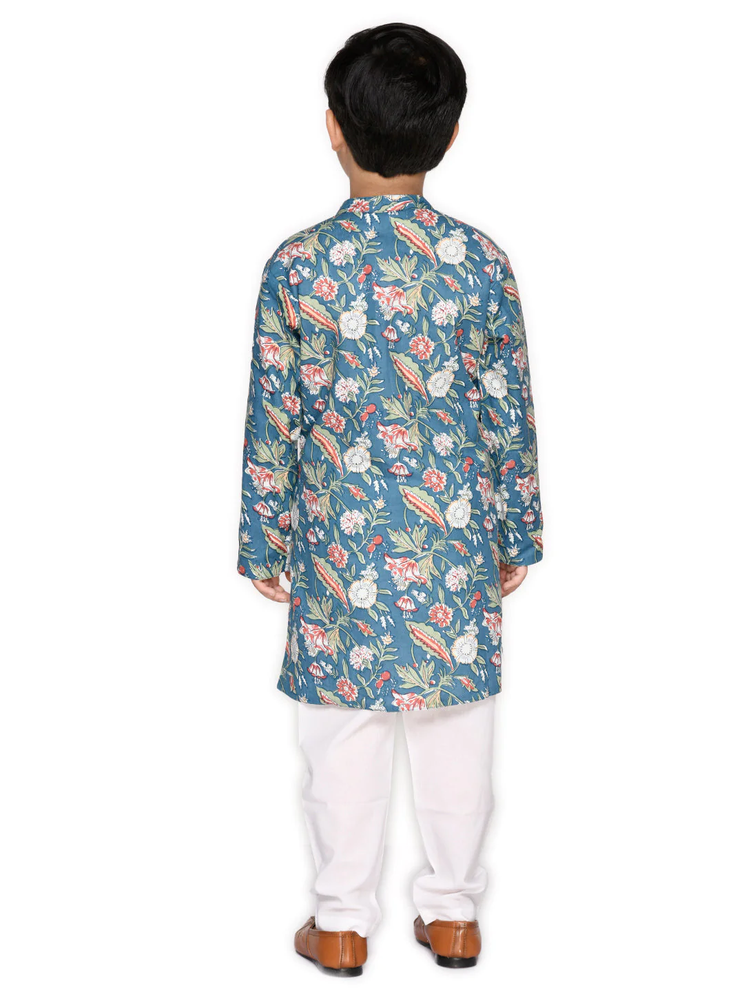 Boy - Blue Achkan Style Cotton Kurta Set