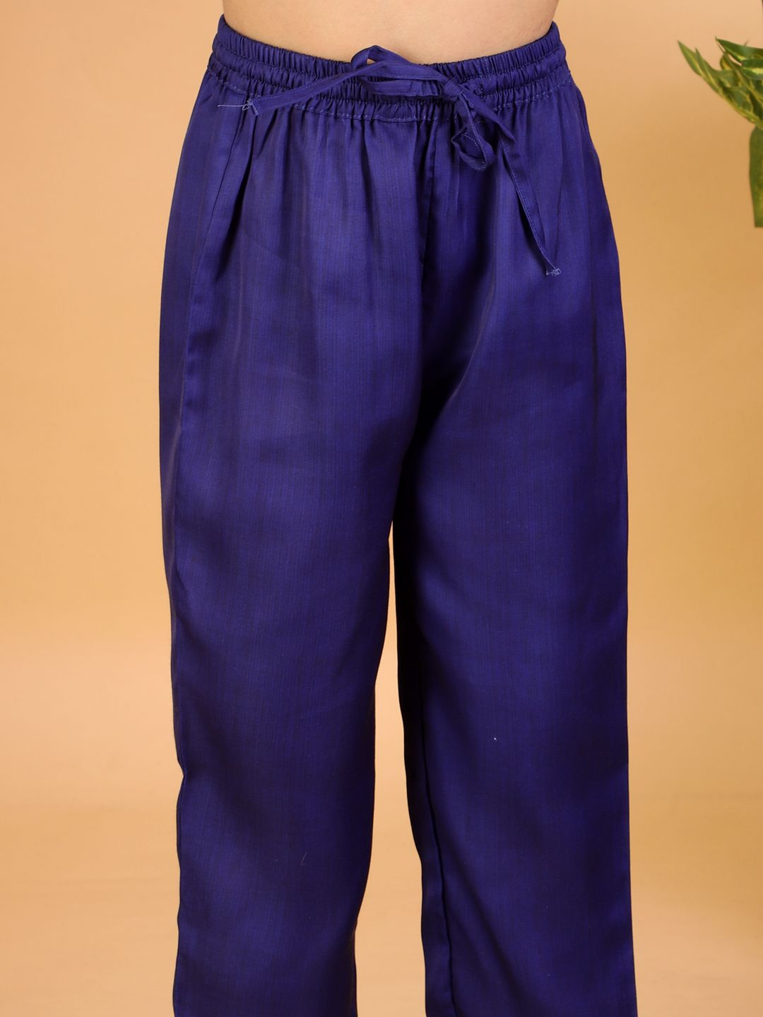Boy Blue Floral Print Silk Kurta Pyjama & Jacket Set