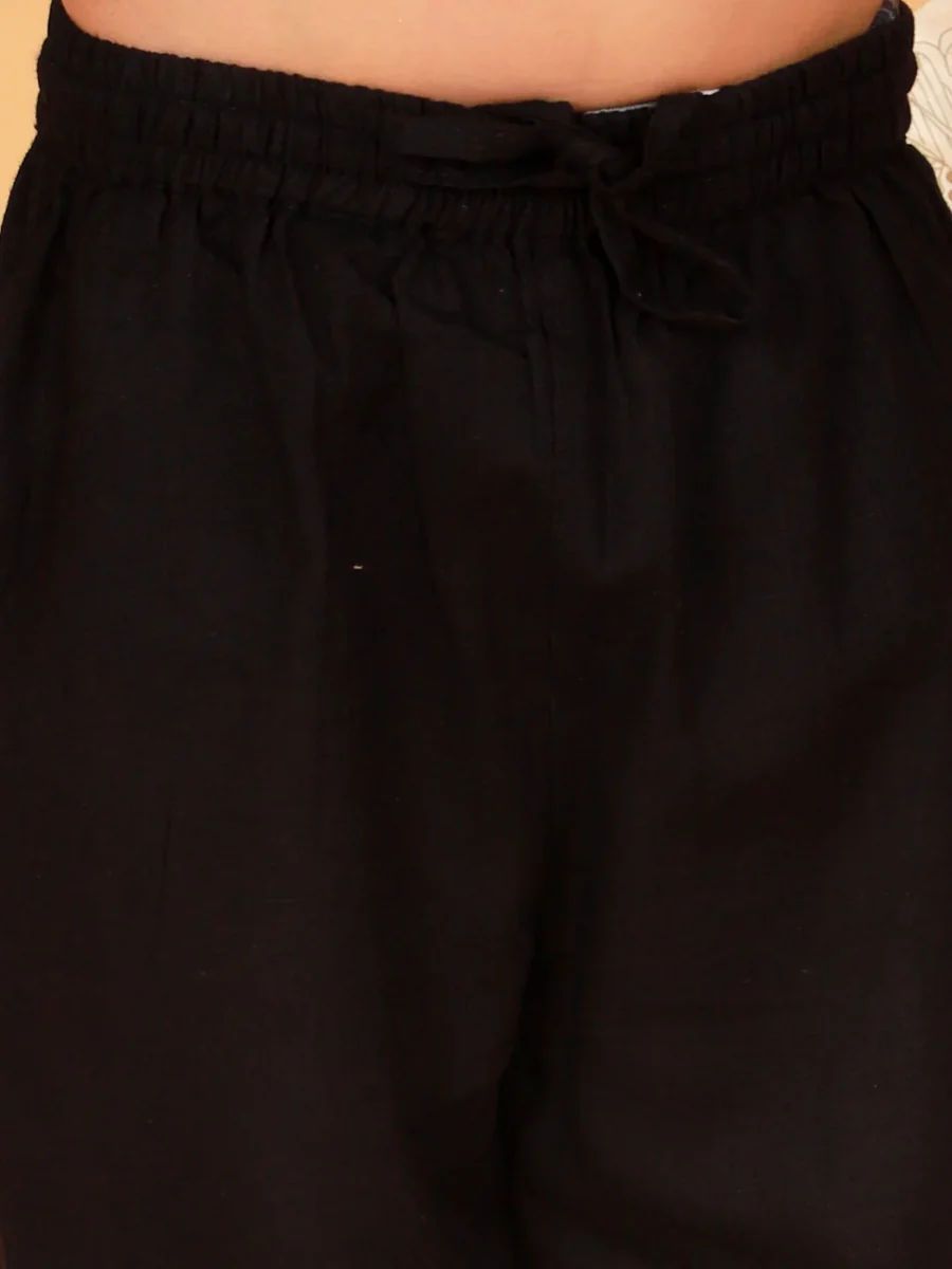 Boy Black Cotton Kurta Pyjama & Jacket