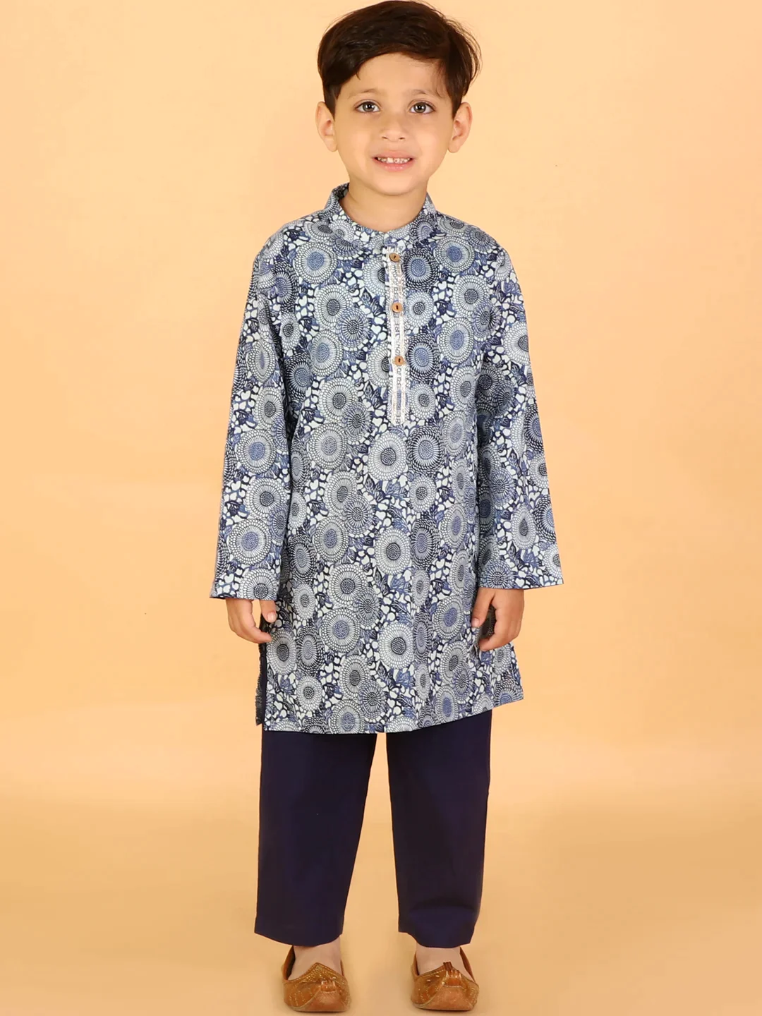 Boy Blue Printed cotton Kurta & Pyjama