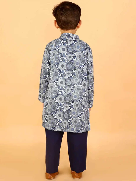 Boy Blue Printed cotton Kurta & Pyjama