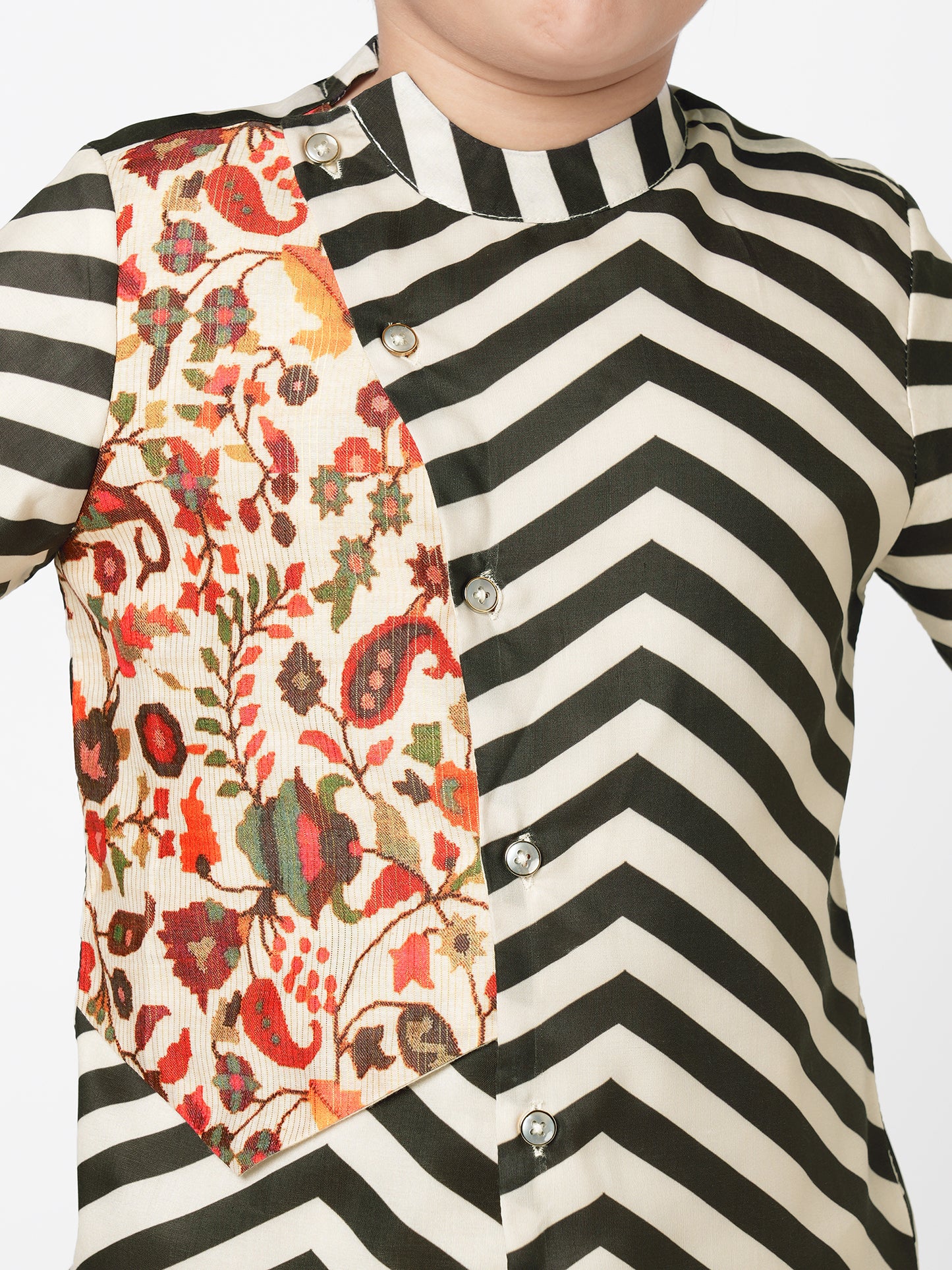 Boy - Kurta & Bottom - Black Chromatic Print