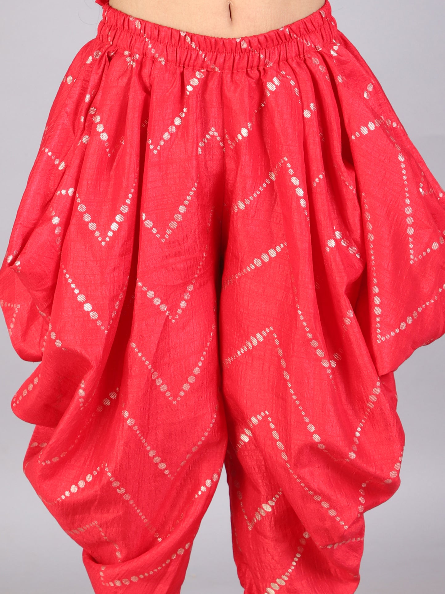 Girl - Red Crop Top with Dhoti Set