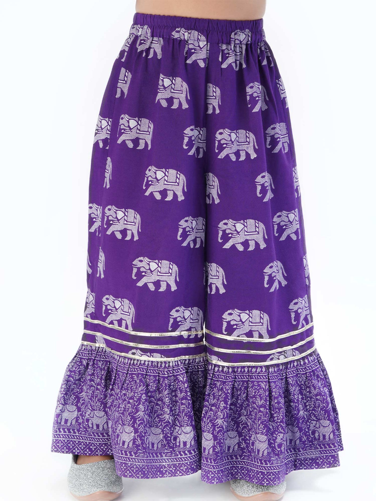 Girl - Purple Kurta & Sharara Elephant Print