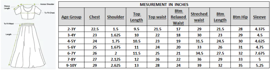 Girl - Blue Multicolor Lehanga Raw Silk