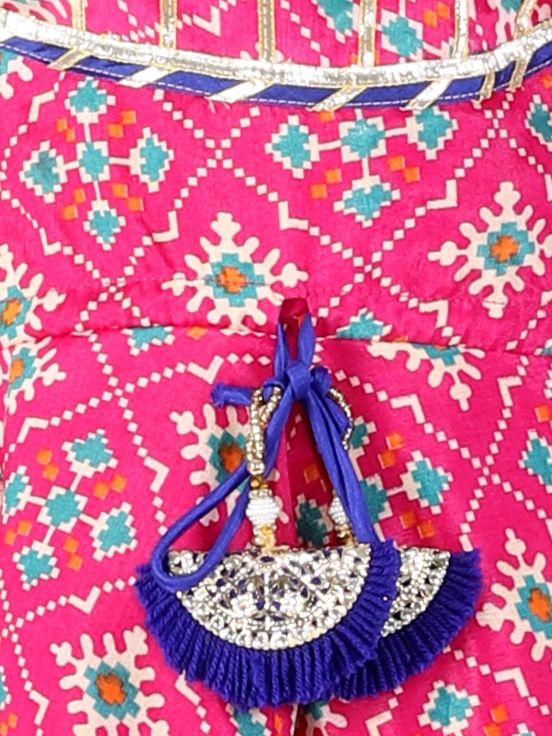 Girl - Pink & Blue Kurta with Dhoti Set