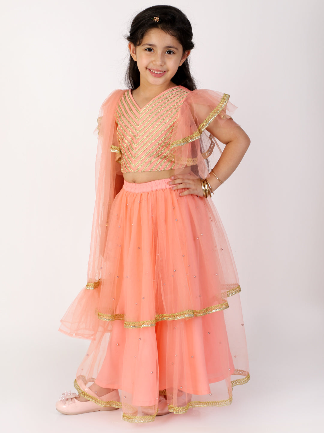 Girl - Peach Lehanga Choli