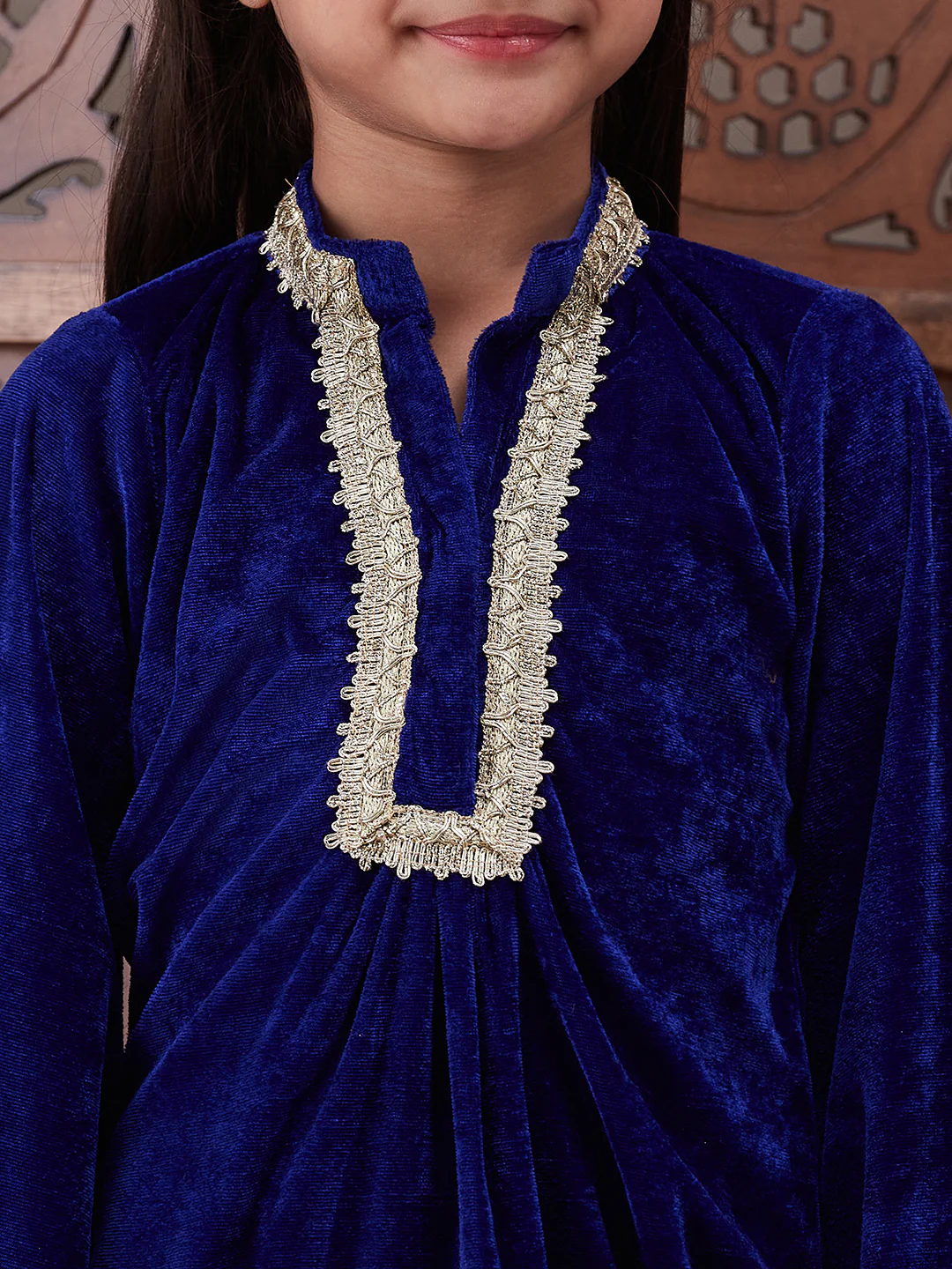 Girl - Blue Velvet Sharara Set