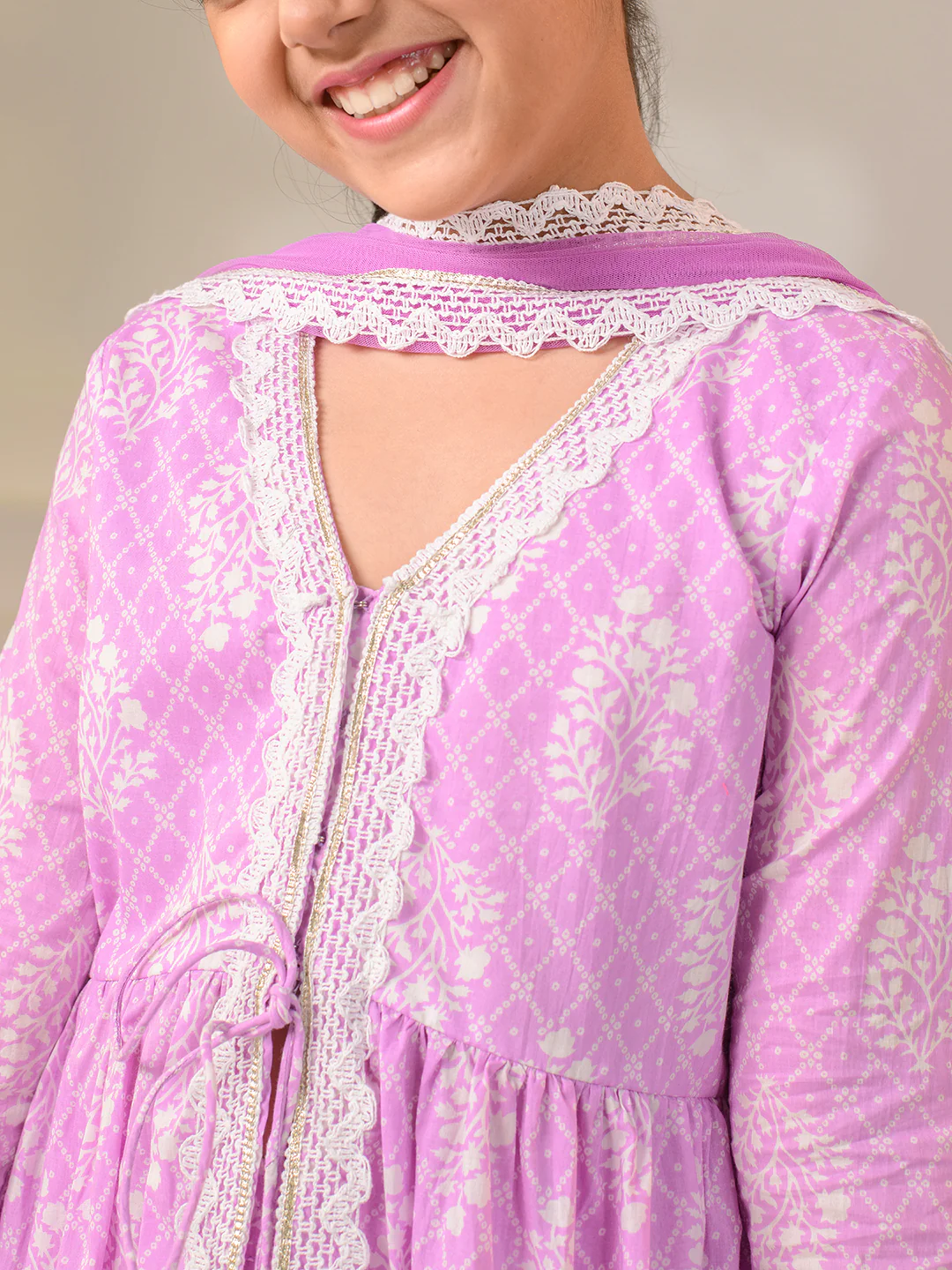 Girl - Purple Cotton Kurta Sharara Set