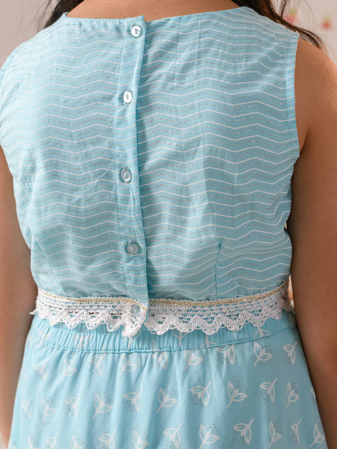 Girl - Light Blue Cotton Lehanga Choli with Dupatta