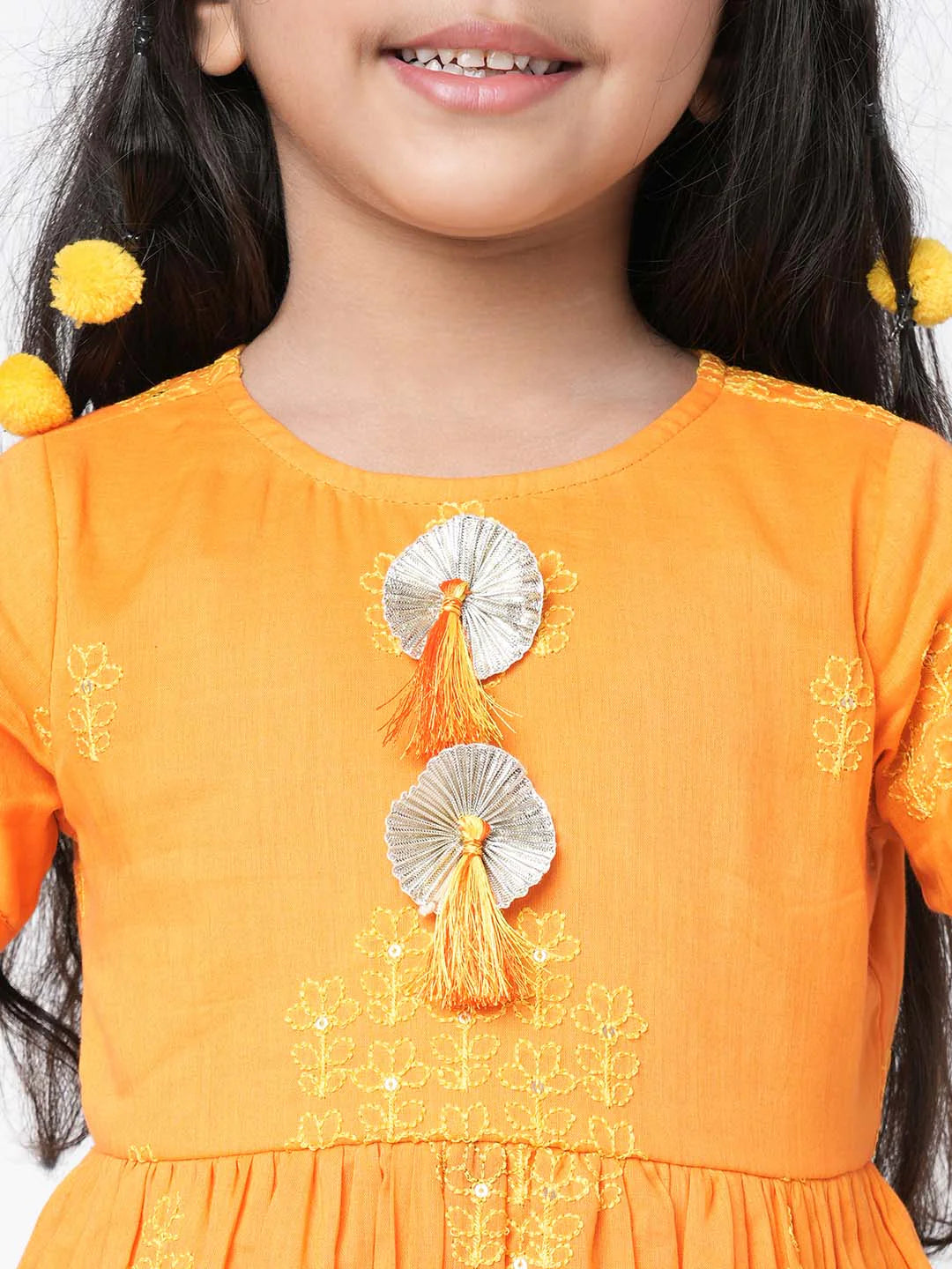 Girl - Yellow Cotton Kurta with Dhoti