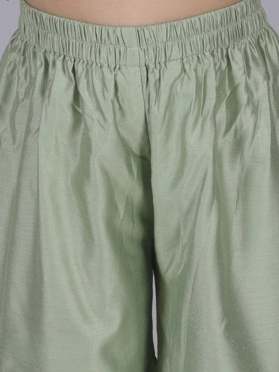 Girl - Green Mirror Work Kurta with Sharara