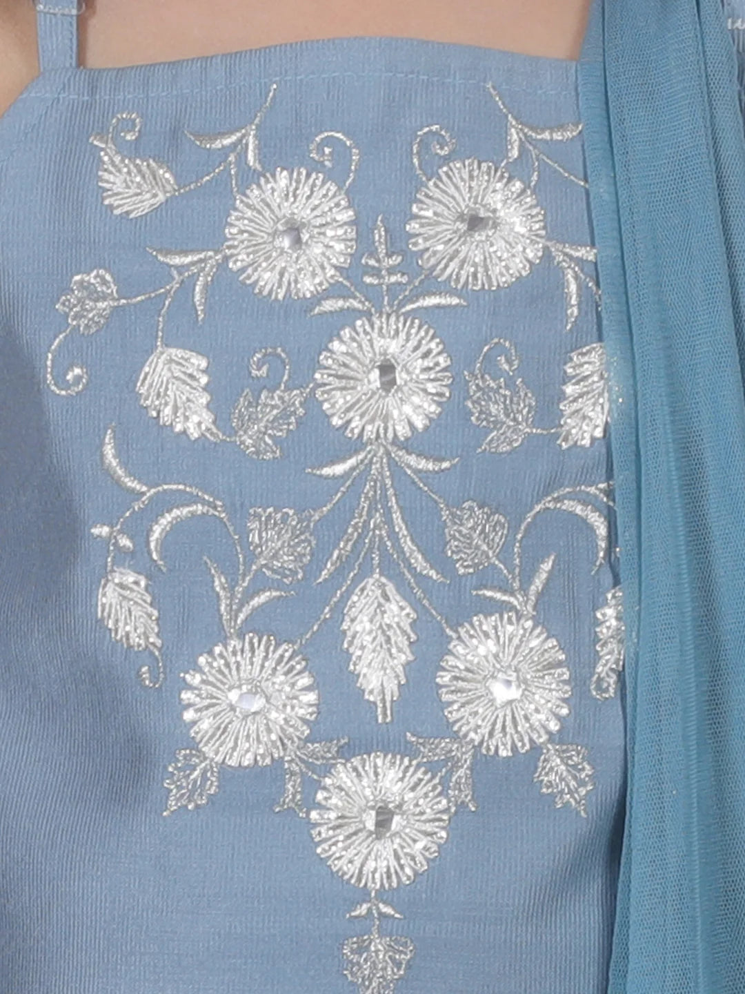 Girl - Blue Kurta with Sharara and Dupatta