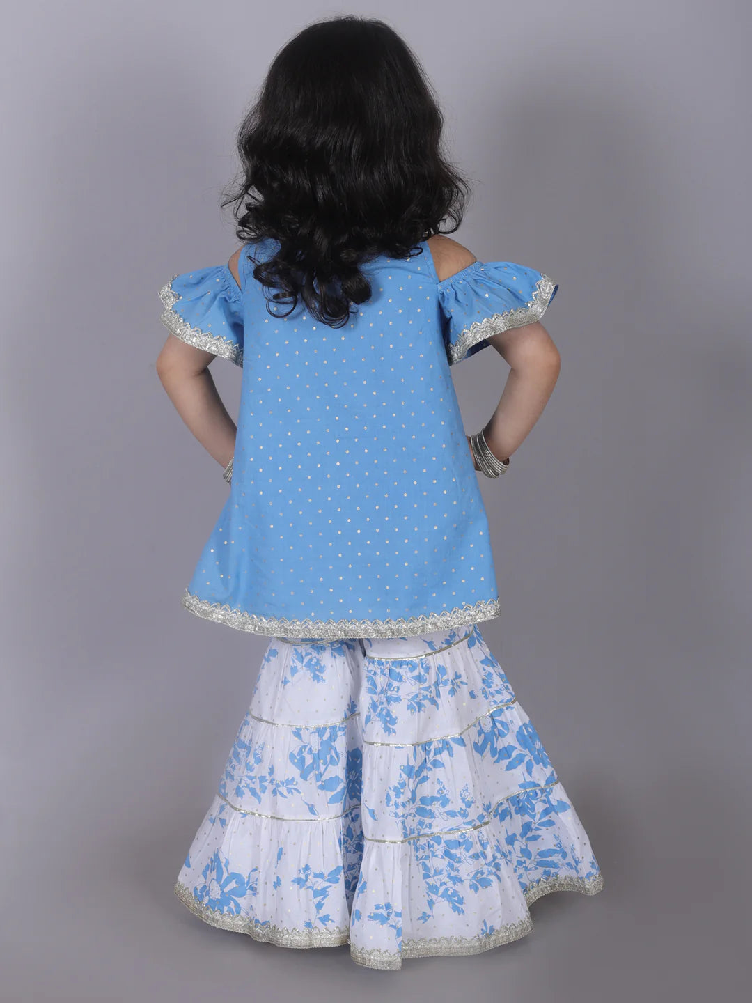 Girl - Blue Kurta with Sharara