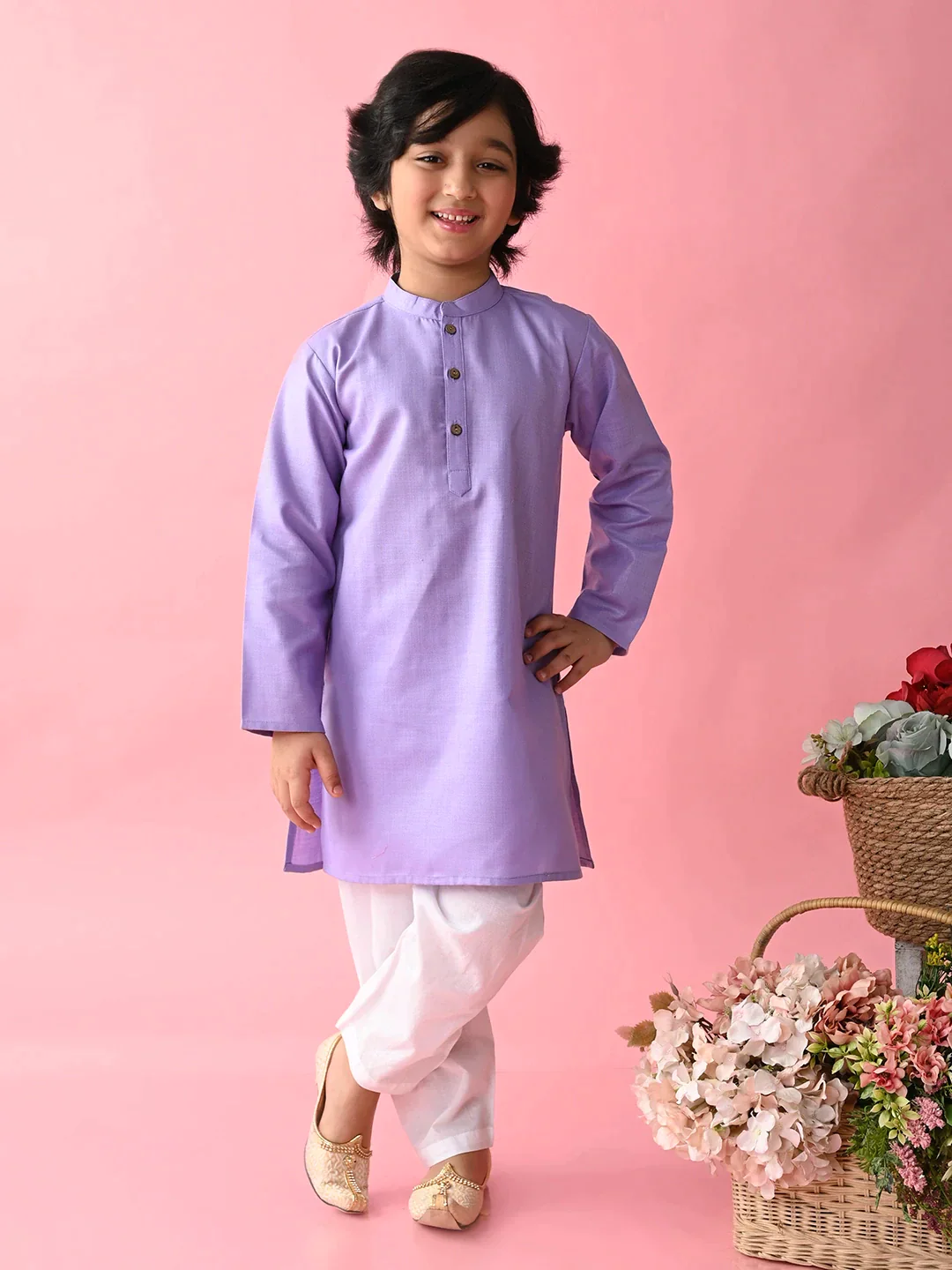 Boy - Mauve Cotton Kurta Set