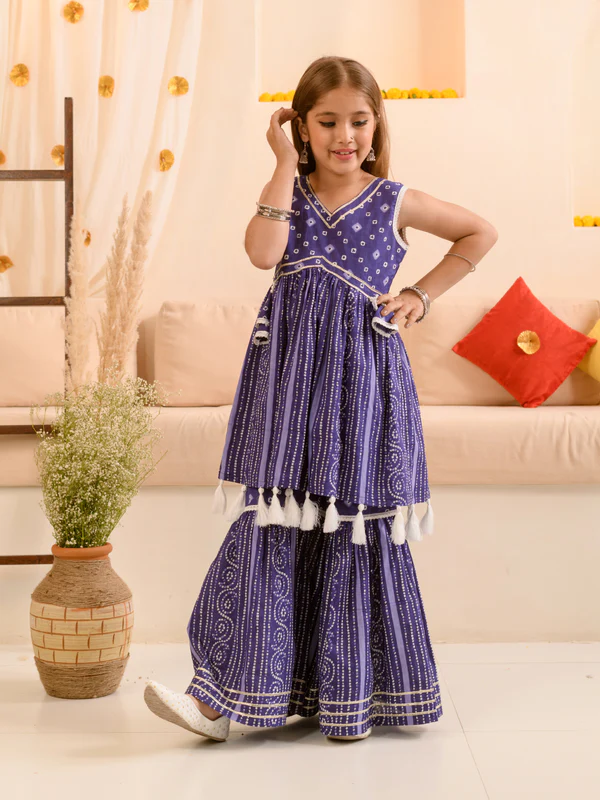 Girl - Purple Cotton Sharara Set