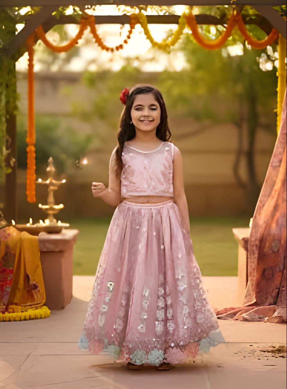 Girl - Nude Pink Colour Lehanga choli