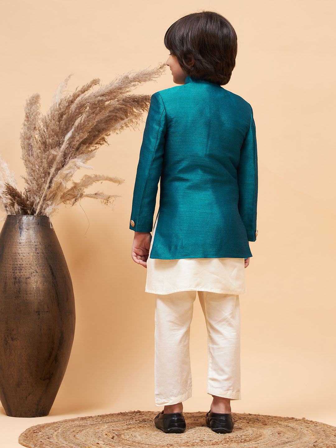 Boy - Turquoise Shervani with Kurta and Pyjama