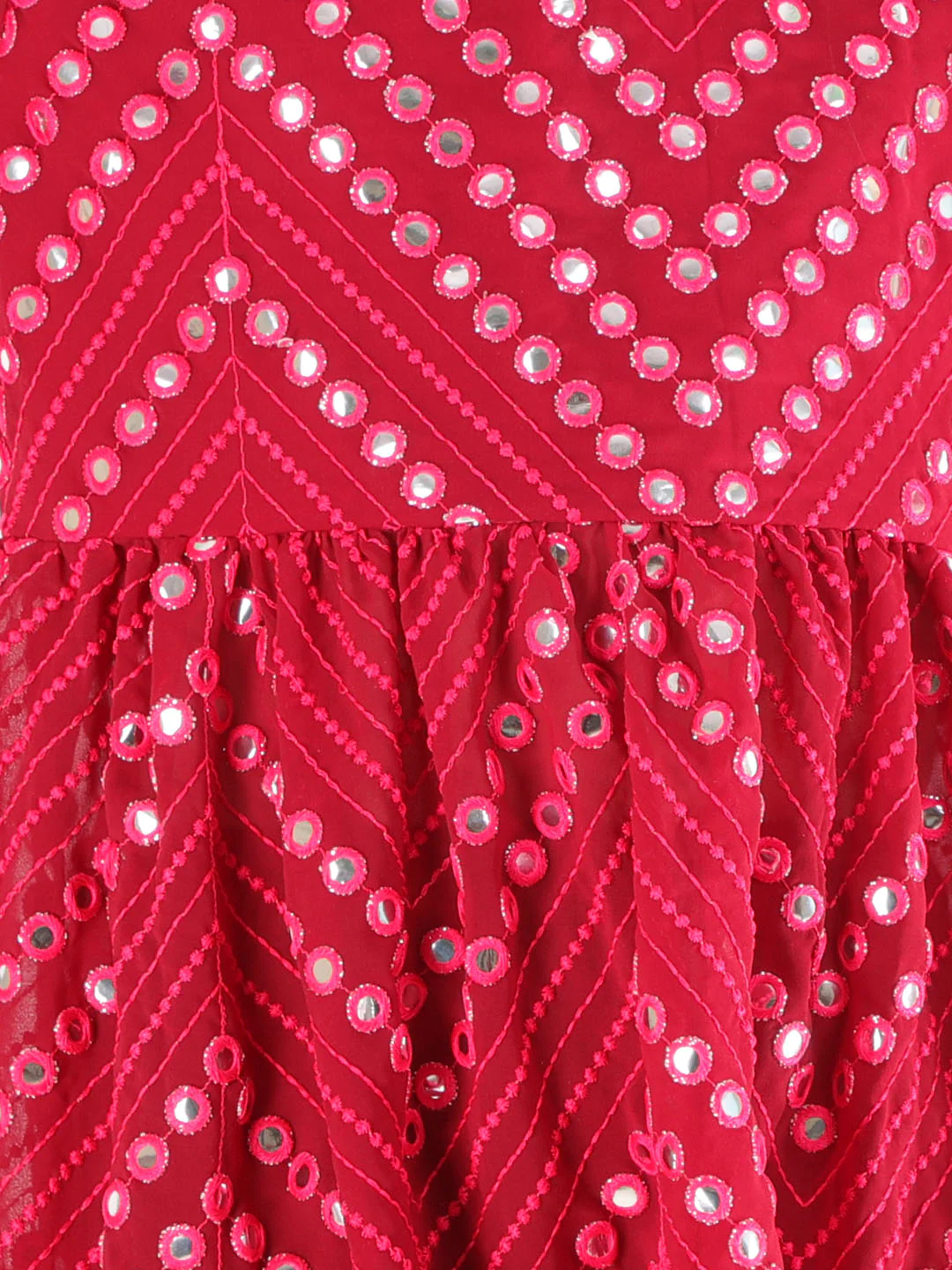Girl - Maroon Mirror Work Kurta & Pyjama Set
