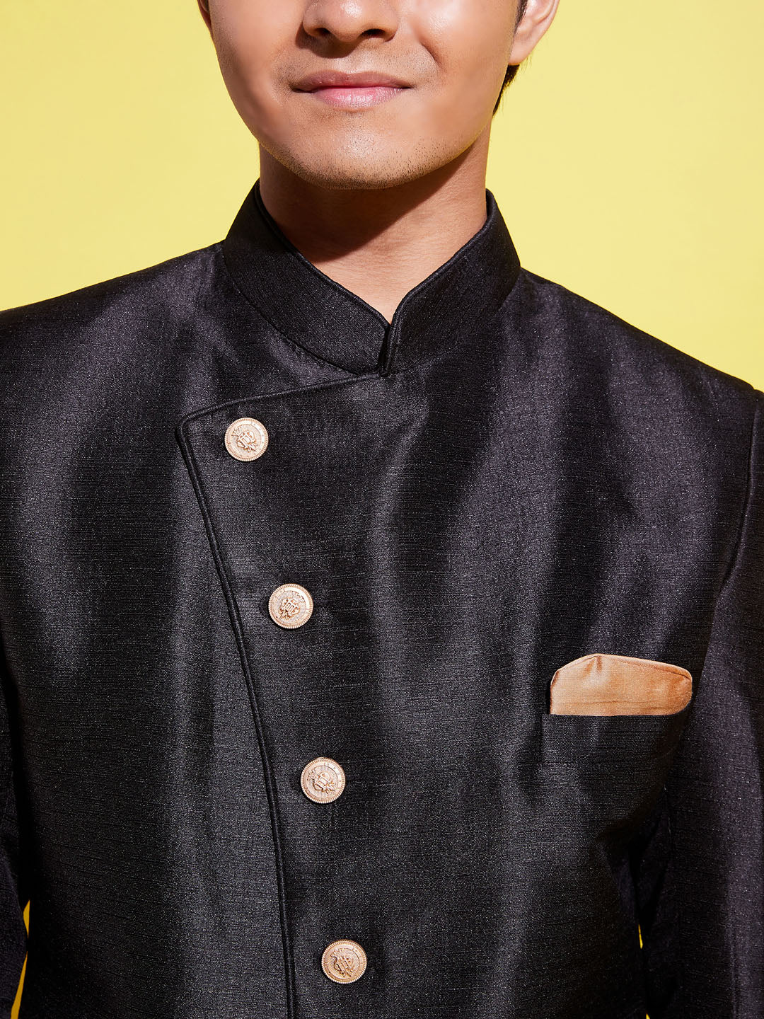Boy - Black Shervani with Golden Salwar