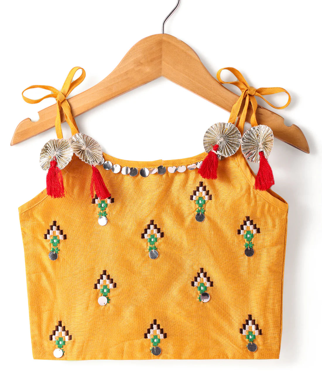 Girls Yellow embroidered Chanderi Silk Lehanga Choli & Dupatta