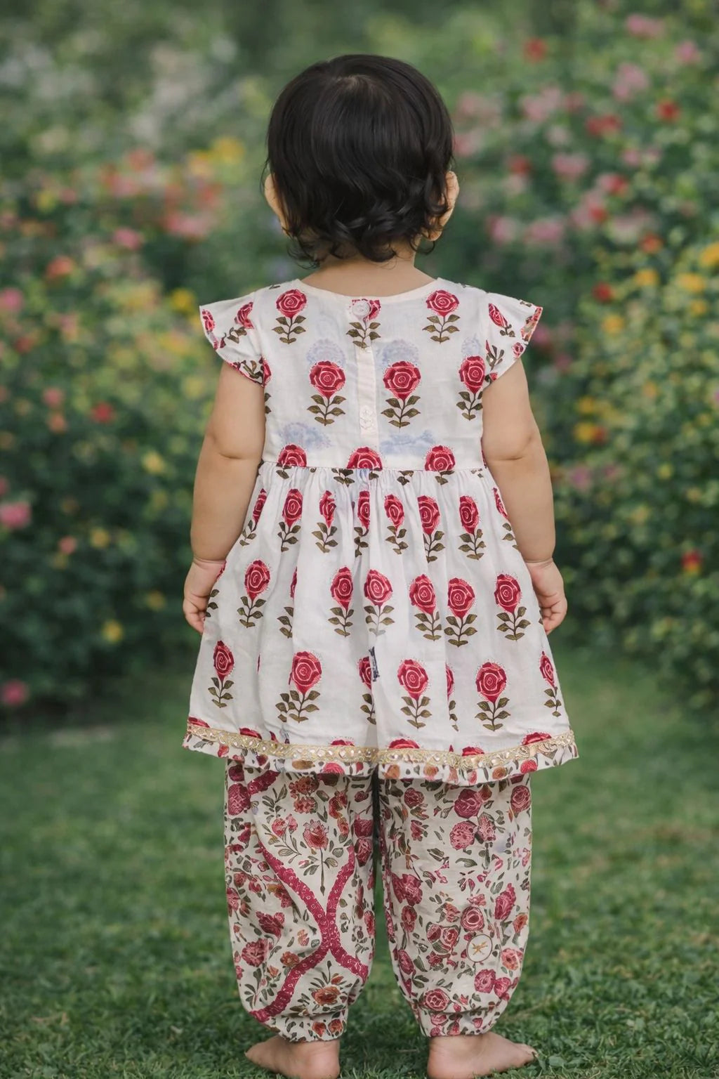 Girl - White Floral Print Cotton Kurta, Pant With Dupatta