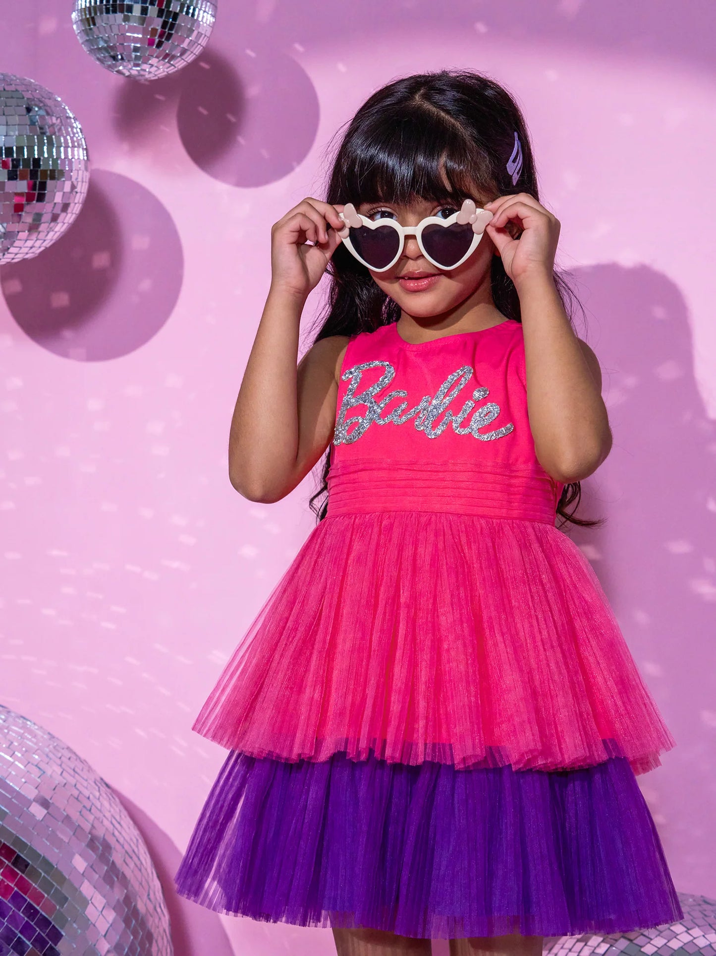 Girl - Pink Layered Barbie Dress