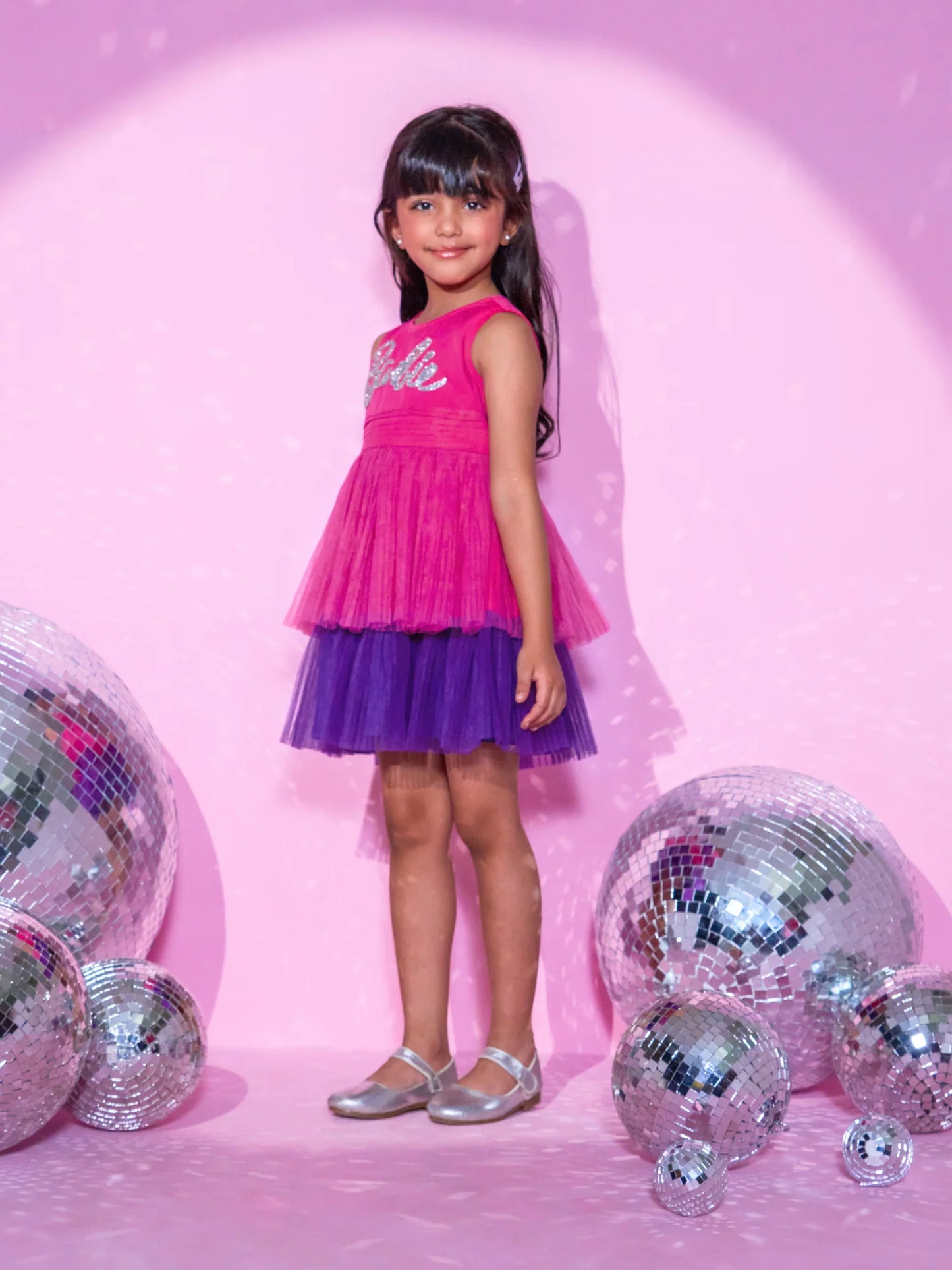 Girl - Pink Layered Barbie Dress