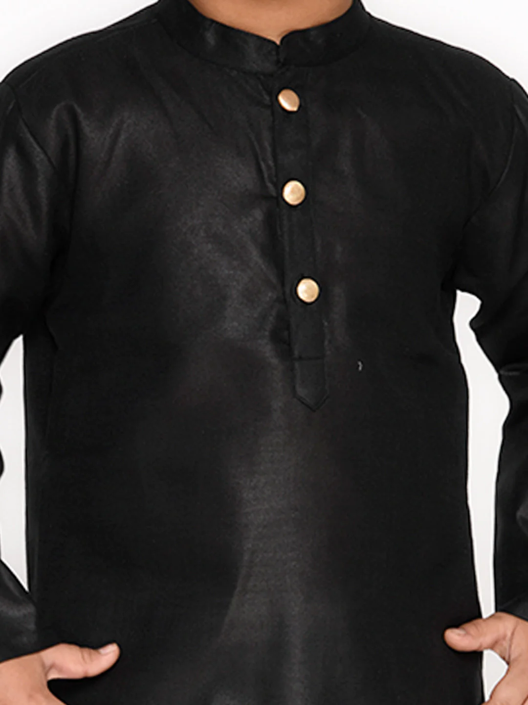 Boy - Black Kurta Cotton Blend with White Pyjama