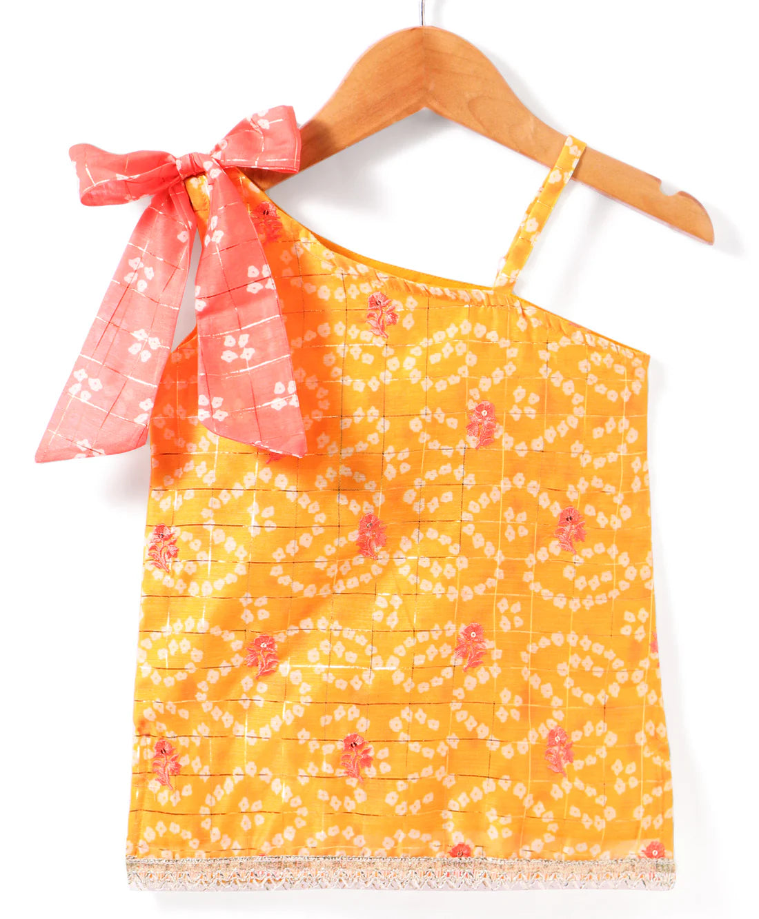 Girl - Yellow & Orange Chanderi Kurta Sharara Set