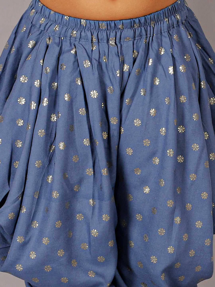 Girl - Blue Crop Top with Dhoti Set