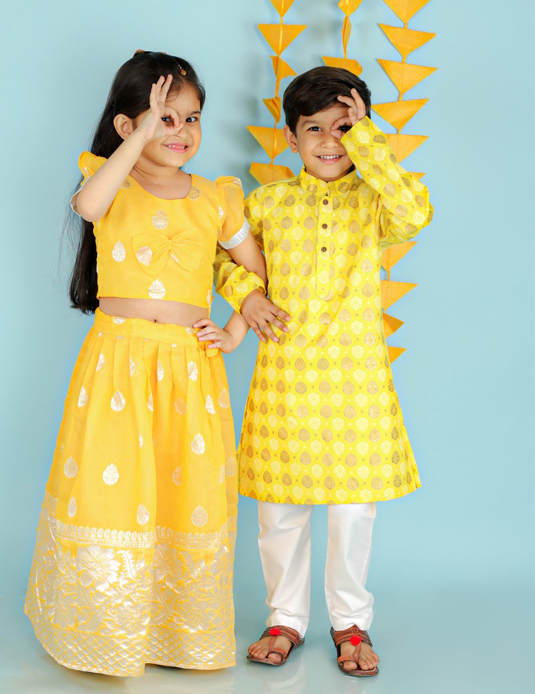 Boy - Yellow Cotton Kurta Pyjama Set