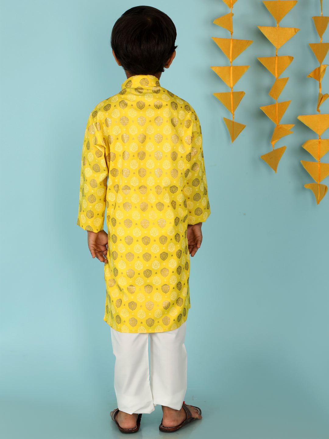 Boy - Yellow Cotton Kurta Pyjama Set