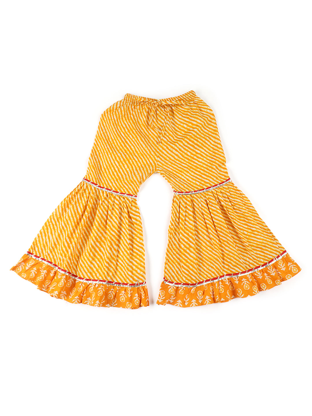 Girl - Yellow Cotton Sharara Set with Dupatta
