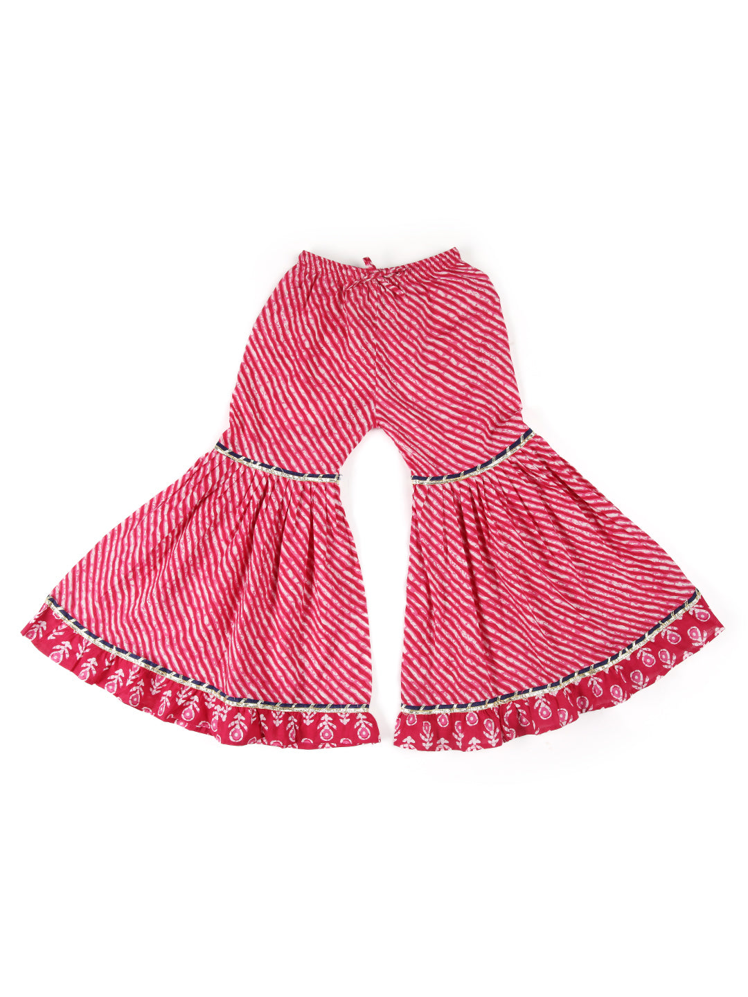 Girl - Red & Navy Blue Cotton Sharara Set