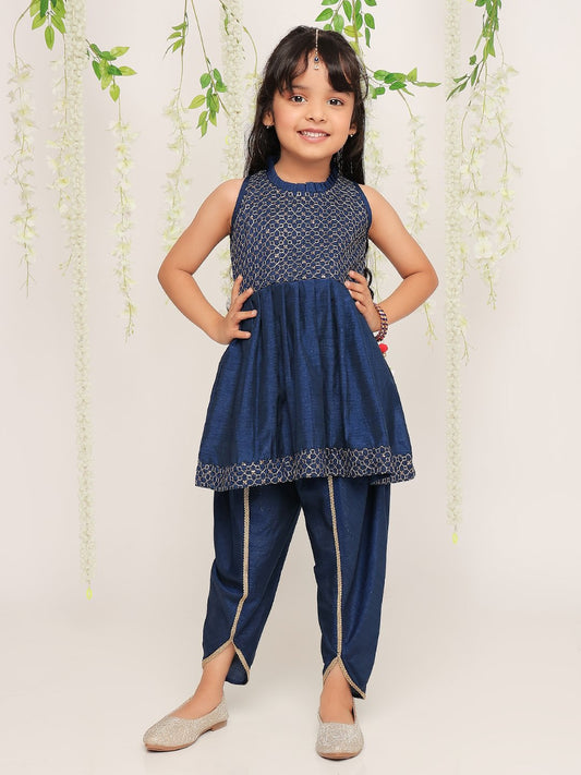 Girl - Navy Blue Dhoti Kurta Set