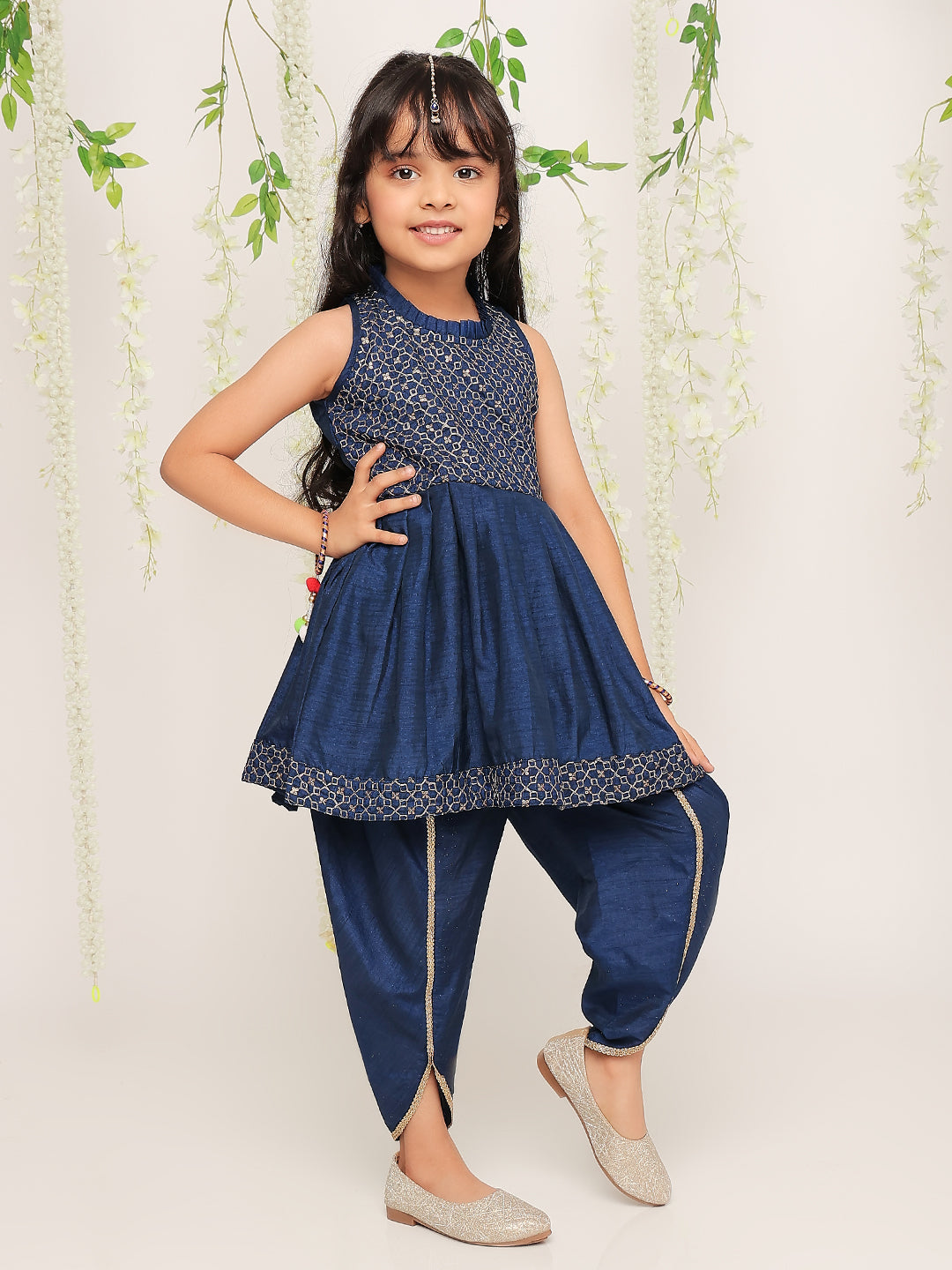 Girl - Navy Blue Dhoti Kurta Set