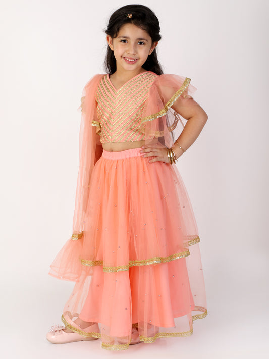 Girl - Peach Lehanga Choli