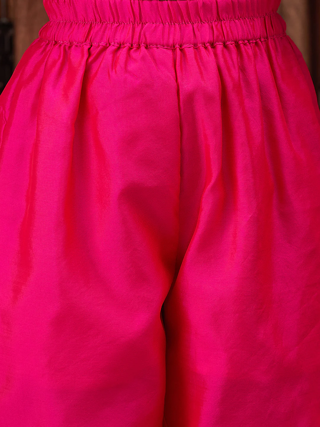 Girl - Green Velvet Kurta with Pink Raw Silk Pant with Dupatta