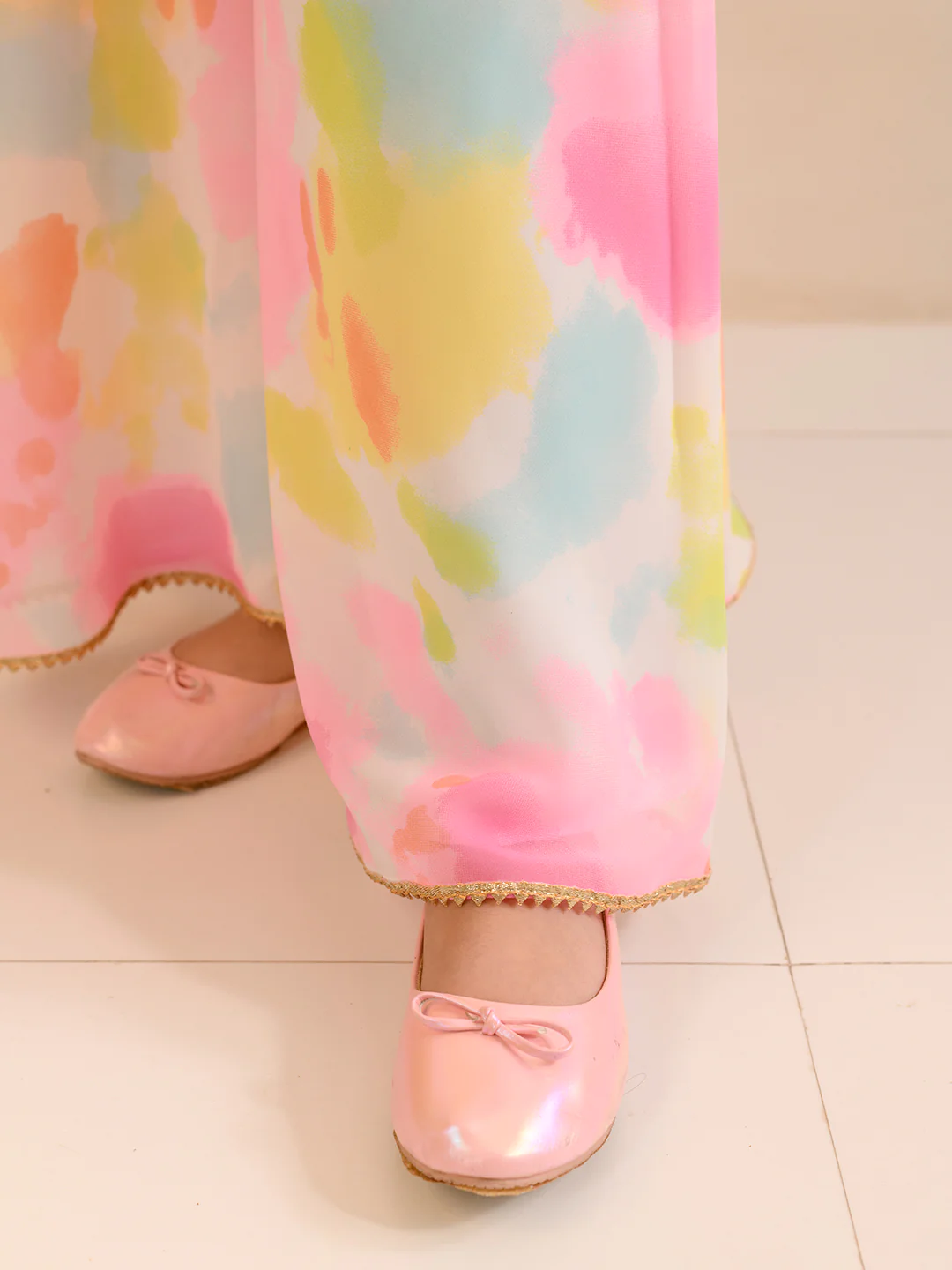 Girl - Multicolor Splash Print Kurta Sharara Set
