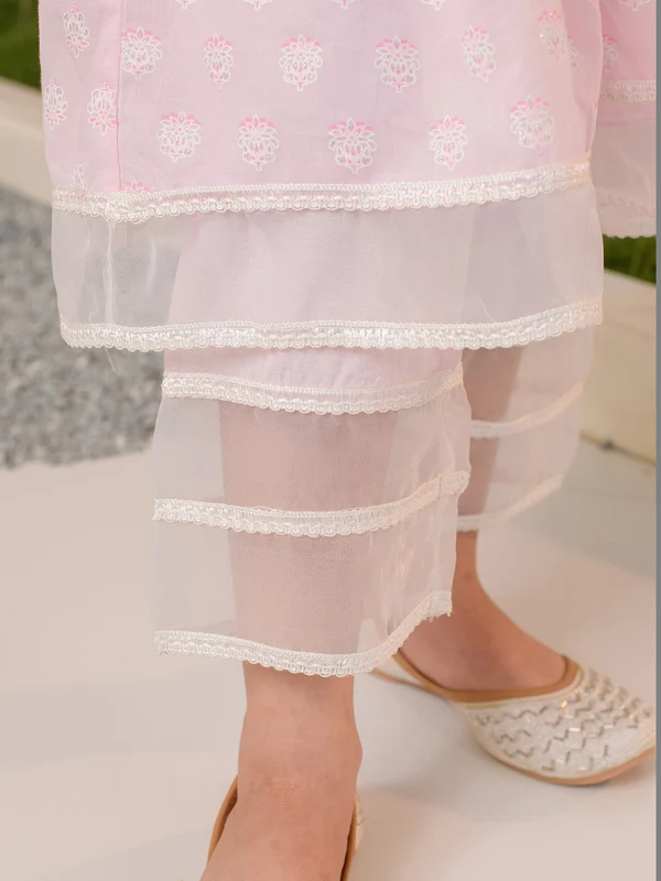 Girl - Pink Kurta Set with Dupatta