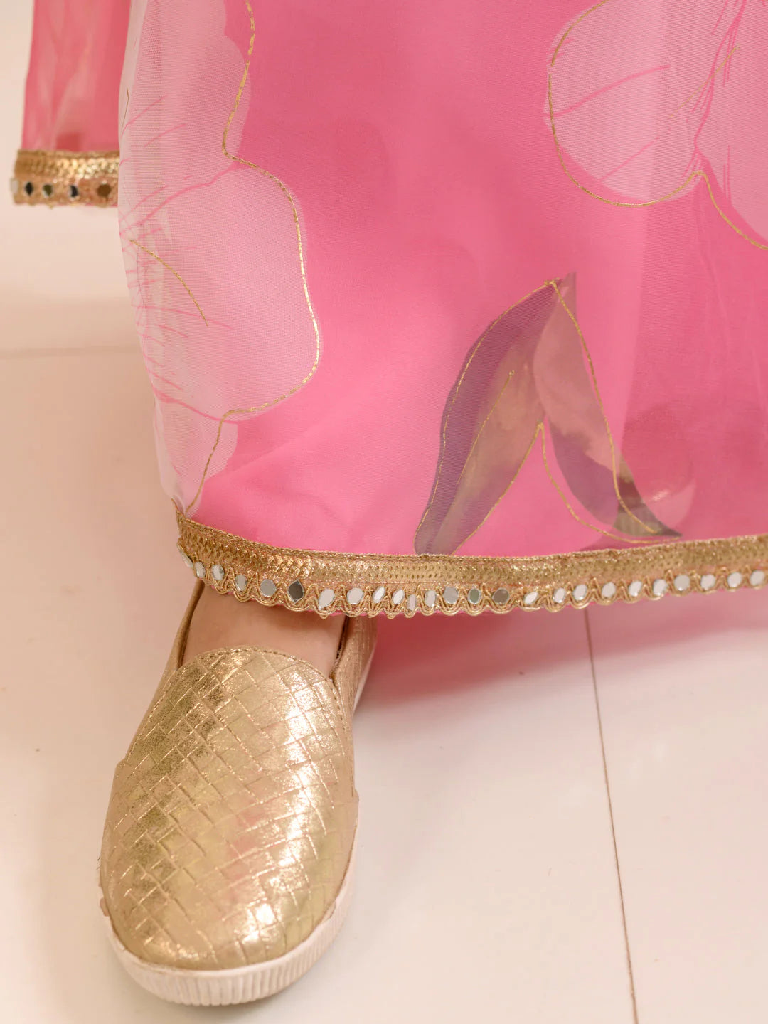 Girl - Pink Floral Lehanga Choli with Dupatta