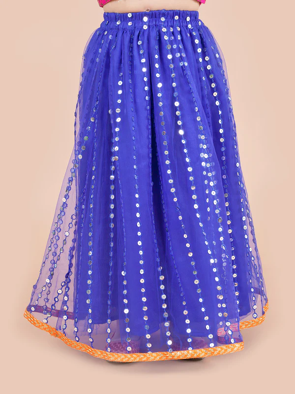 Girl - Blue Lehanga with Halter Neck Choli & Dupatta