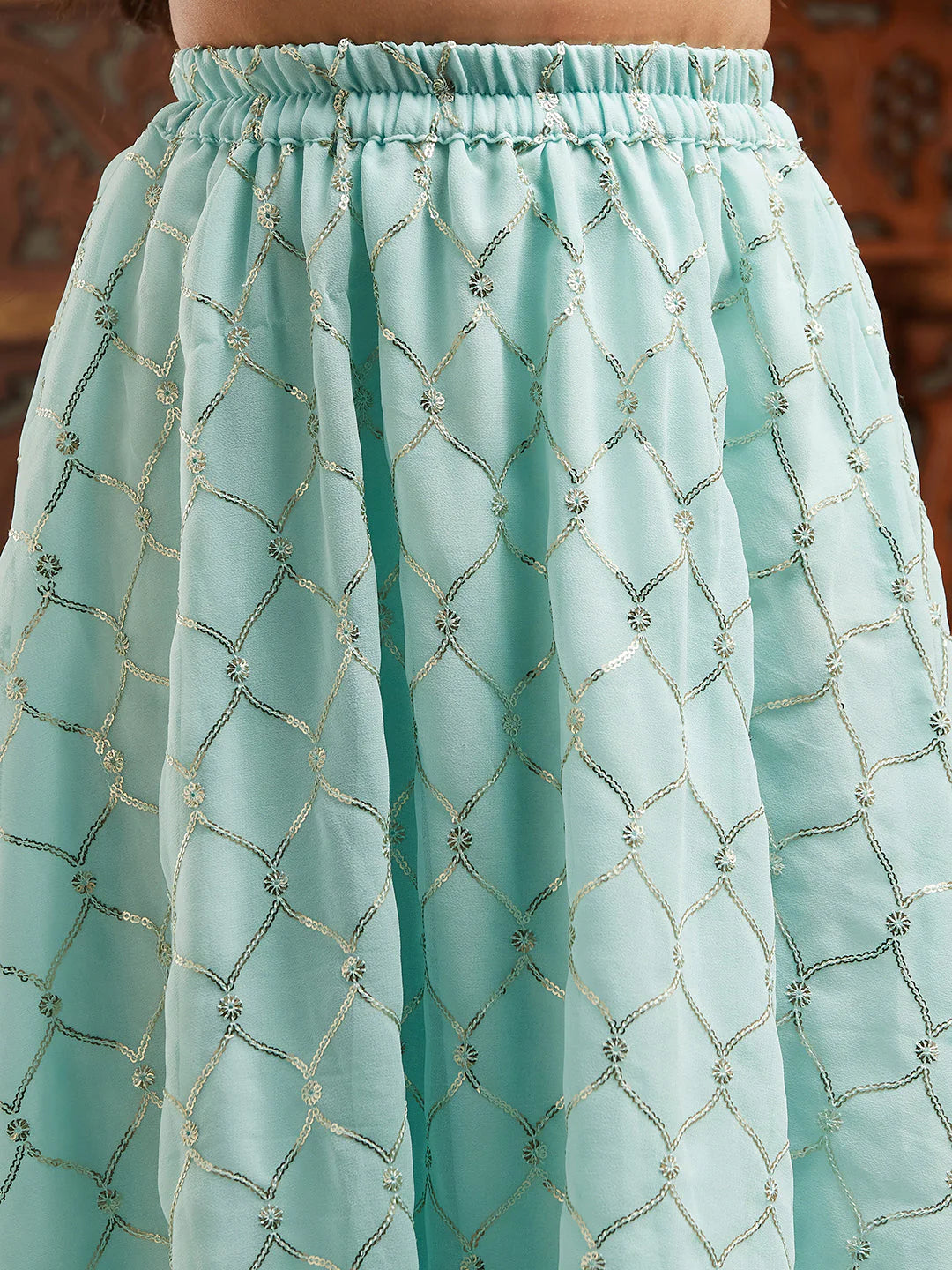 Girl - SeaGreen Lehanga Choli & Dupatta