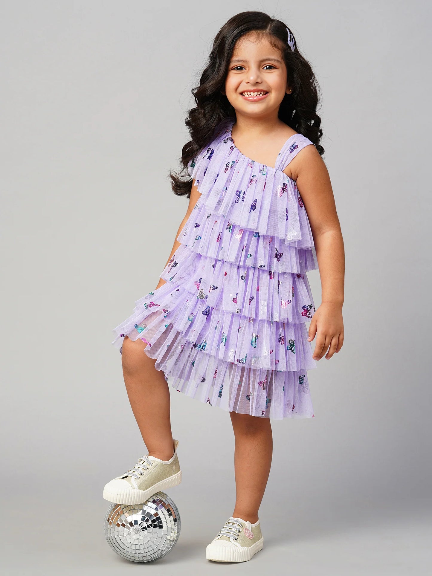 Girl - Lavender Tiered Shimmer Party Dress