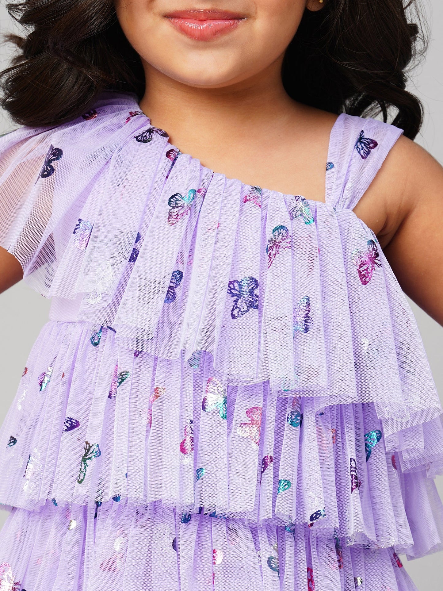 Girl - Lavender Tiered Shimmer Party Dress