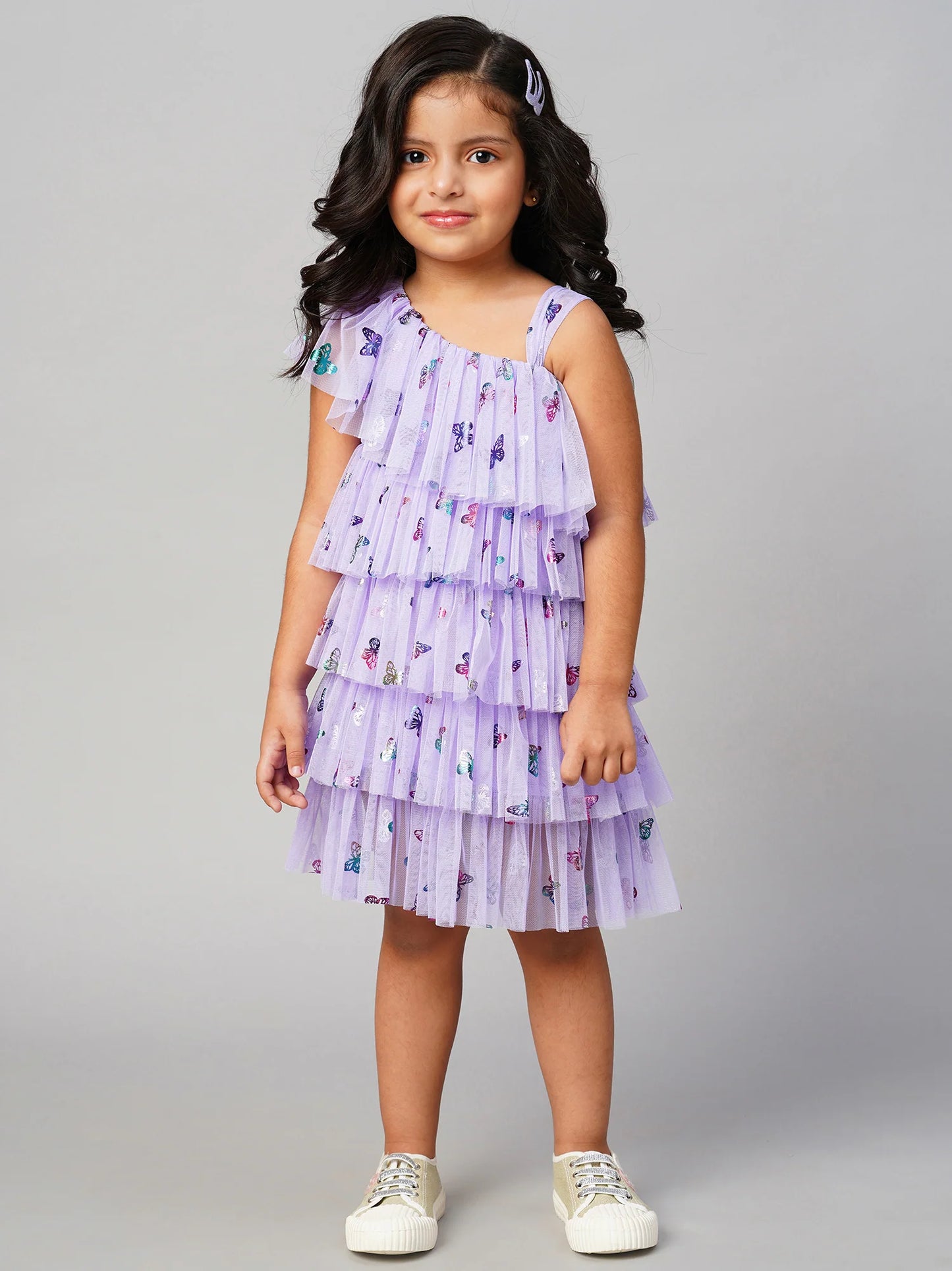 Girl - Lavender Tiered Shimmer Party Dress
