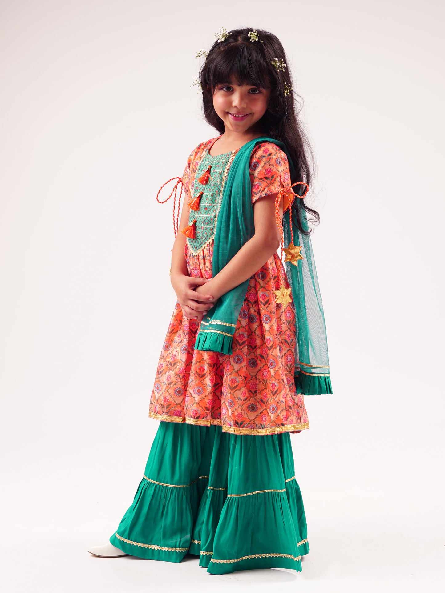 Girl - Kurta with Sharara Set Orange