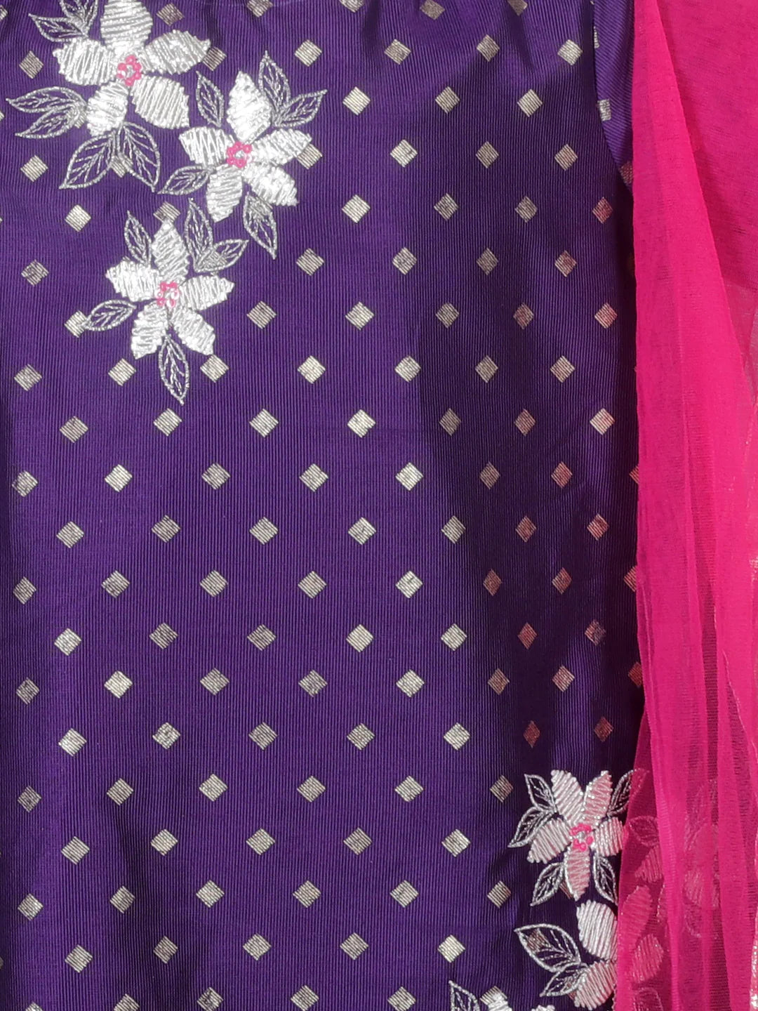 Girl - Purple Gotta Lace work Sharara Set with Pink Dupatta